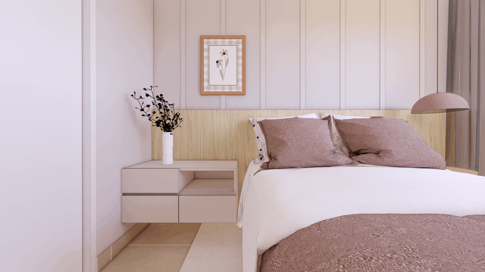 Quarto contemporâneo com paleta terrosa — interiores Nathália Trotta